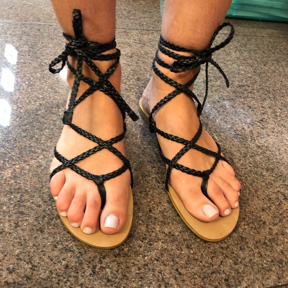 Colin Stuart black braided rope sandals